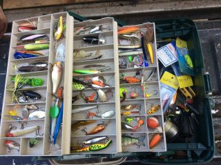 Vintage Tackle Box With Lures And Other Stuff