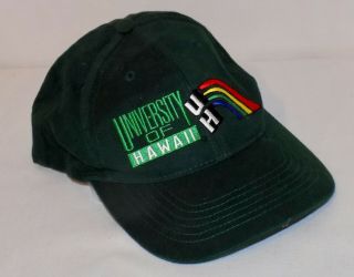 Vintage University Of Hawaii Rainbows Green Baseball Cap Hat Adjustable