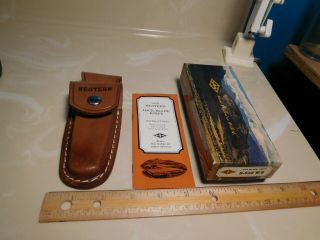 1977 Western Cutlery Belt Knife Sheath Carrier In S532ws Box With Pamphlet