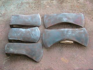 5 Vintage Axe Heads Single Double Bit Craftsman Unknown Mark Others Logging Tool