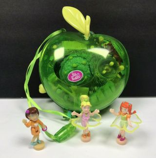 Polly Pocket Fruit Surprise Green Apple W/ Three Figures 2000