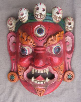 Antique Very Old Handmade Nepali Saman Protector Mask,  Nepal