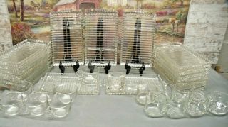 Set Of 35 Vintage Hazel Atlas Luncheon Plates Cup Holder Snack Sip Smoke & Cups