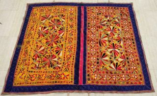 66 " X 52 " Handmade Embroidery Old Tribal Ethnic Wall Hanging Decor Tapestry