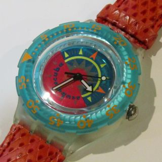 Vintage Swatch Watch " Tipping Compass " Sdk101 1993 Scuba Old Stock Nos