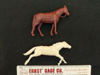 (2) Marx Fort Apache Playset Red/brown White 54mm Indian Ponies,  Damage