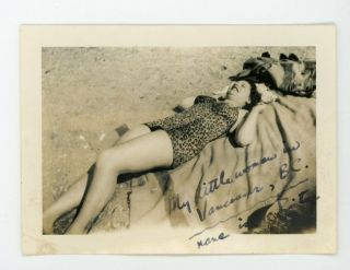 Vintage Photo - Sexy Lady In Leopard Print Bathing Suit - Snapshot Found Photo