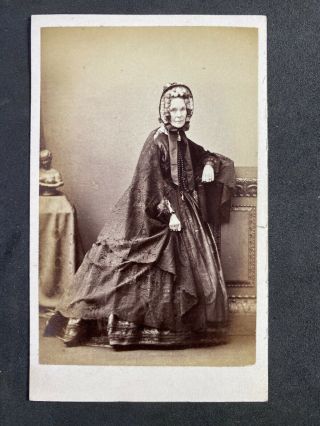 Victorian Carte De Visite Cdv: Lady Bonet Shawl Named Watts: Holroyd: Harrogate