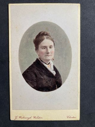 Victorian Carte De Visite Cdv: Lady: Full Tinted Hand Coloured: Webster: Chester