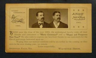 1900 Christmas/new Year Photo Card Wachter Bros General Store Sheboygan Falls,  Wi