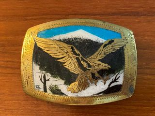 Vintage Johnson & Held Hand Crafted Eagle 3 Western Belt Buckle