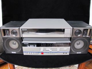 Vintage Panasonic Sf630 Cassette Receiver W/ Turntable.  Yamaha Pc8s Speakers