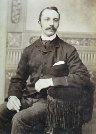 1880/90s Cabinet Card Photo Handsome Man Moustache Hayward Devizes