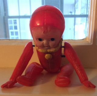Rare Vintage Celluloid Clown Jointed Wind Up Acrobat Toy Occupied Japan