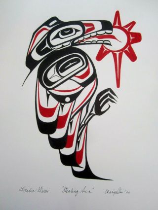 Northwest Coast Art - Raven Clan Stealing Sun Haida - Painting