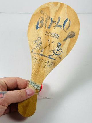 Vintage Bo - Lo Junior Wooden Wood Paddle Game Toy Atlanta Ga