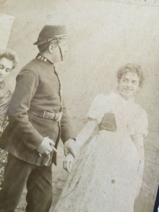 Late 19th C.  Cabinet Card Photo Policeman Hancuffing Two Women - Sittingbourne 2