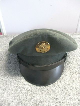 Vintage Us Army Service Crusher Style Cap Enlisted Mens Class 4 Wool Hat 7 1/4