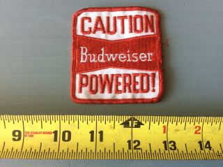 Vintage Caution Budweiser Powered Patch White And Red Sew On Patch