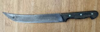 Vintage F.  Dick Made In Germany Butcher Knife 10” Blade W/ Wood Handle