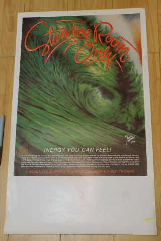 Standing Room Only - Jim Evans 14x22in.  Bertlemann O.  G.  1978 Surfing Film Poster