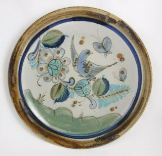 Ken Edwards Art Pottery 10 " Plate Signed Ke Mexico Bird & Butterfly (item B6)