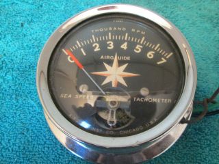 Vintage Airguide Tachometer Nos Sea Speed Tachometer Boat Marine Rat Rod Hot Rod