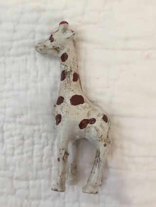 Antique Cast Iron Toy Circus Giraffe White With Brown Spots