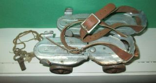 Vintage Antique Sears Roebuck & Co.  Jc Higgins Roller Skates W Key Leather Strap