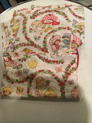 Vintage Strawberry Shortcake Flannel Bed Sheets Twin