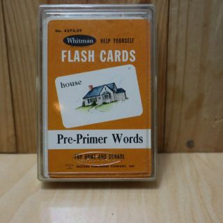 Vintage Whitman Pre - Primer Words Flash Cards Complete 44 Card Set Illustrated
