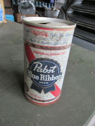 Vintage Old Pbr Pabst Blue Ribbon Beer Steel Pull Tab Beer Can