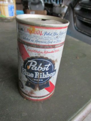Vintage Old PBR PABST BLUE RIBBON Beer steel pull tab beer can 2