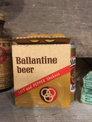 Vintage Ballantine Beer Bar Salt & Pepper Shakers Light Lager Beer