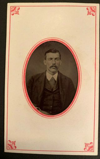 Vintage Tintype Photo Of Handsome Gentleman With A Mustache 4512