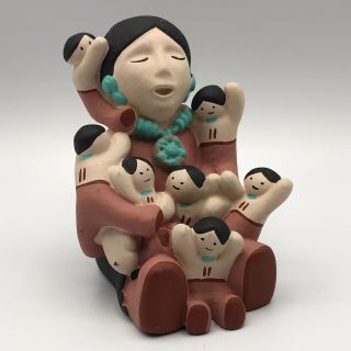 Vtg Southwest Heritage Native American Storyteller Children Figurine 1988 Signed