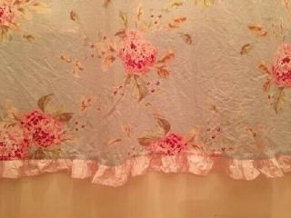Vintage Simply Shabby Chic Pink & Blue Floral Hydrangea Ruffled Shower Curtain 3