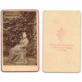 Cdv Victorian Lady In The Garden Carte De Visite By Appleton Of Fulham