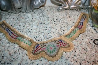 Native American Indian Beaded Leather Collar Vintage Handmade Hand Made