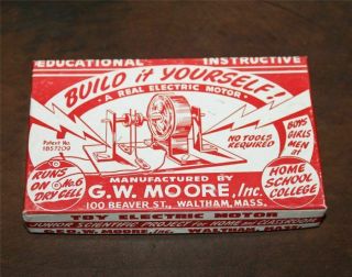 Vintage 1930s G.  W.  Moore Build It Yourself Electric Motor Kit