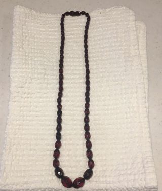 Vintage Cherry Amber Graduated Faceted Beaded Necklace