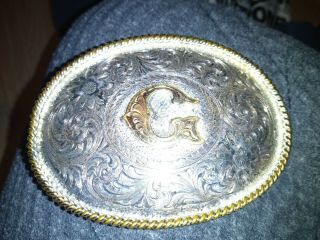 Montana Silver Smith Letter G Sterling Silver Plated Belt Buckle
