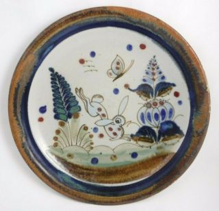 Ken Edwards Art Pottery 10 " Plate Signed Ke Mexico Rabbit & Butterfly (item B6)