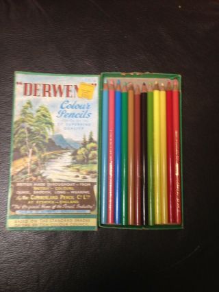 Vintage Box Derwent 12 Color Pencils From England Brit Color Council