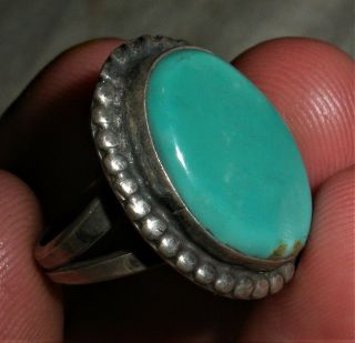 Vintage C.  1940 Navajo Light Blue Turquoise Sterling Silver Ring Vafo