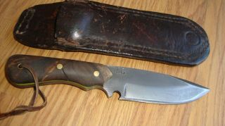 Vintage Custom Made Fixed Blade Knife Marked Sc W/ Sheath Survival Hunting Fish