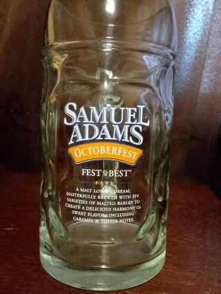 Samuel Adams Octoberfest Beer Stein Mug Glass Boston Beer Co 1 Liter Or 32oz