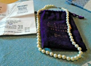 Vintage Cultured Pearl Necklace Silver Filigree Clasp 18 " W/restrung 58 Beads