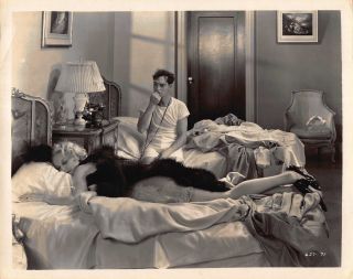 Vintage Movie Still Photograph Of Buster Keaton Waking To A Woman In Bed 117220