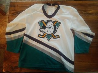 Vintage Nhl Anaheim Mighty Ducks Ccm Hockey Jersey Boys Size L/xl